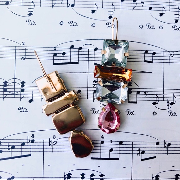 Pink Gem Drop Earrings - Picture 2 of 3